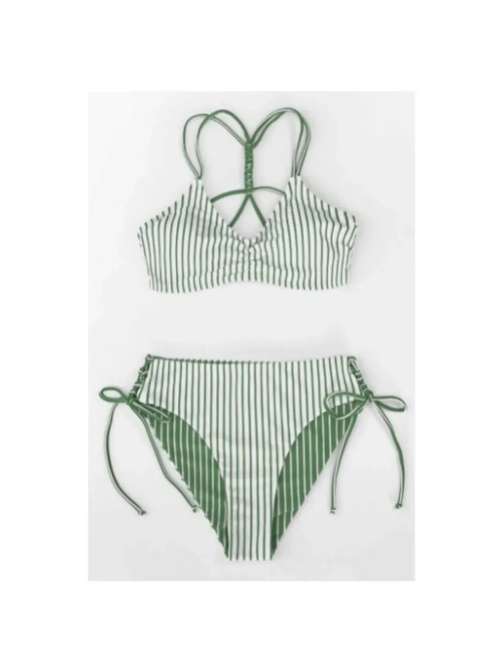 **CUPSHE** 2 Piece Bikini Back Braided Straps with Reversible Bottom Large NWT